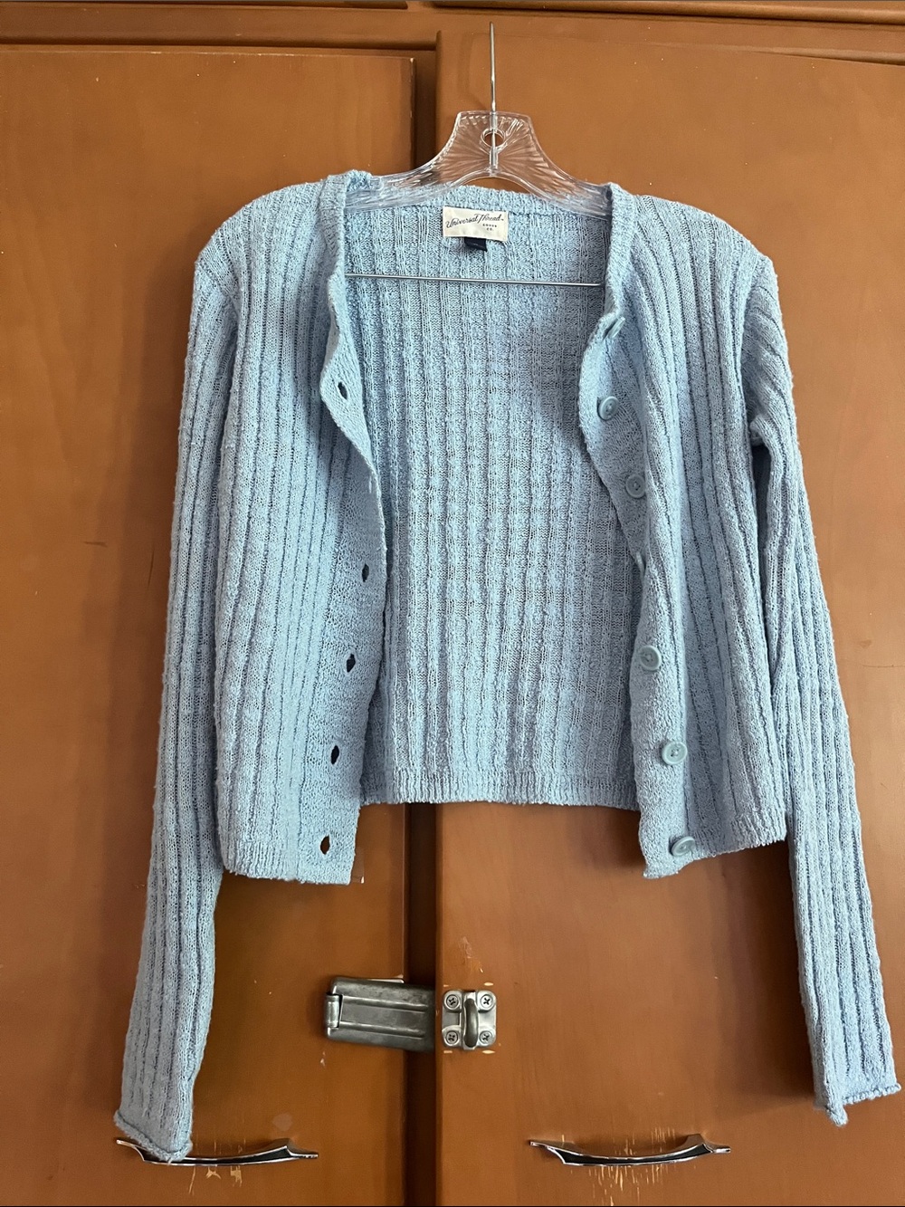 Universal Thread Light Blue Ribbed Button-Front Cardigan